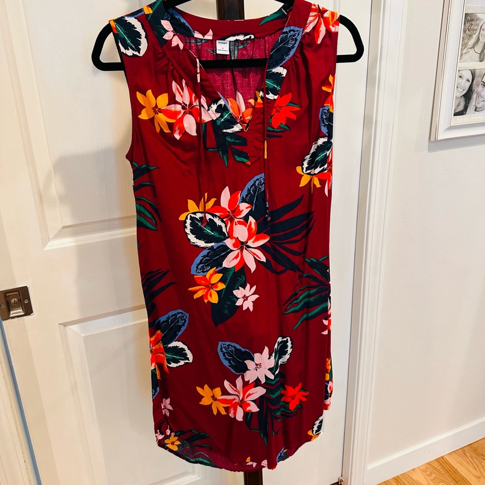 Old Navy Tropical Floral Shift Dress Size S Hawaiian Beach Sundress Vacation